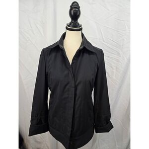 Gap Womens Black Utility Jacket XS Hidden Button Front Long Sleeve RN 54023